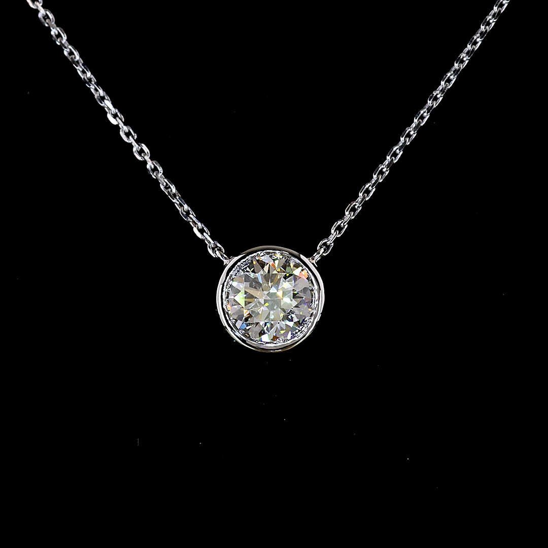 1.02 CT Round Lab Grown Diamond Solitaire Necklace Pendant (D Color and VVS2 Clarity)