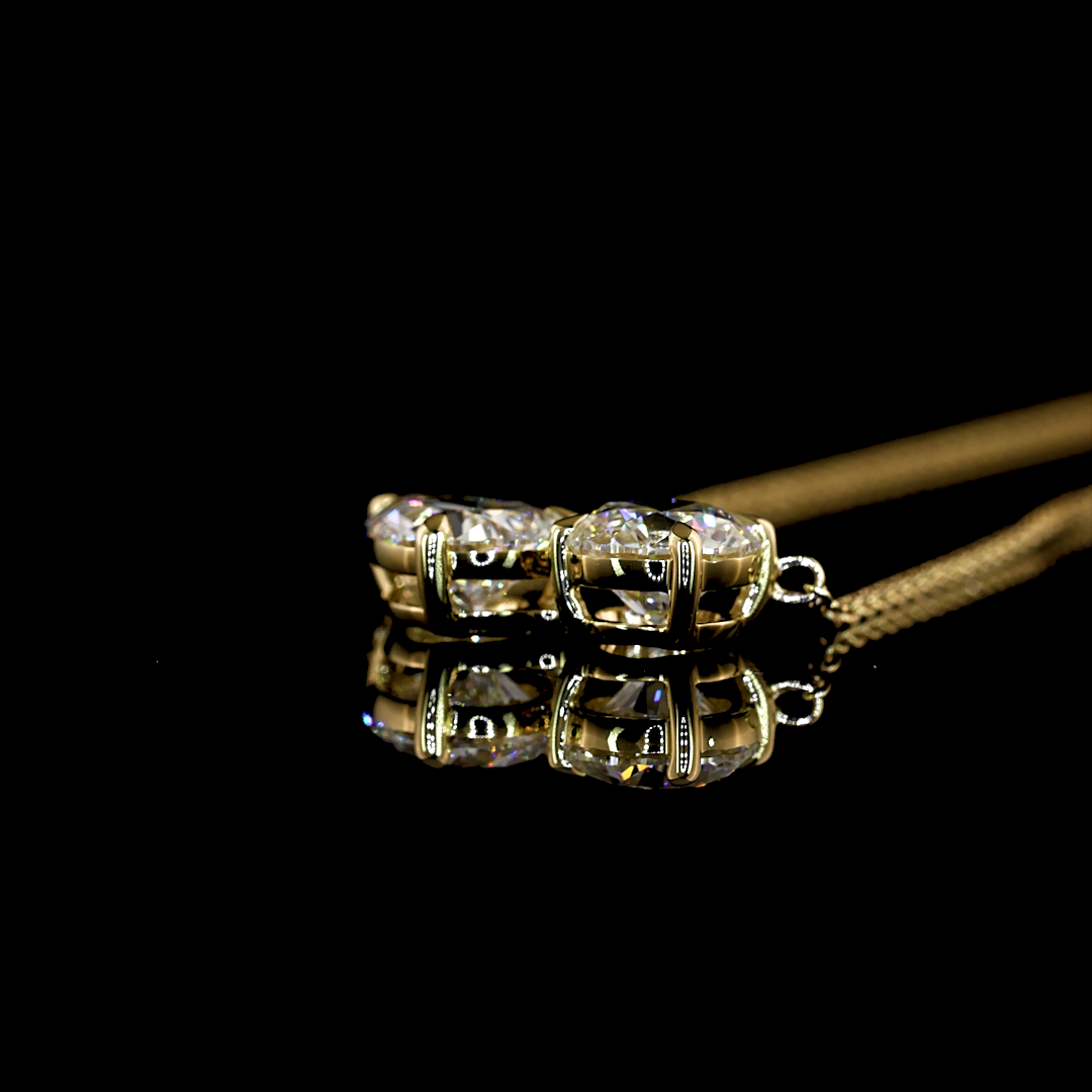 1.52 CTTW Pear Lab Grown Diamond Toi et Moi Necklace Pendant (F Color and VS1 Clarity)