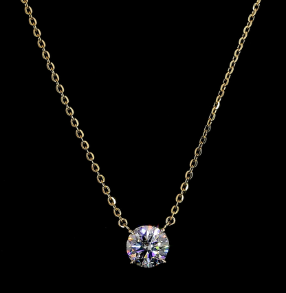 2.03 CT Round Lab Diamond Solitaire Necklace Pendant 18" 14k Yellow Gold (D Color and VS1 Clarity)