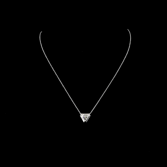 2.05 CT Triangle Lab Diamond Solitaire Necklace Pendant 18" 14k White Gold F Color and VVS2 Clarity jewelry-spot-usa