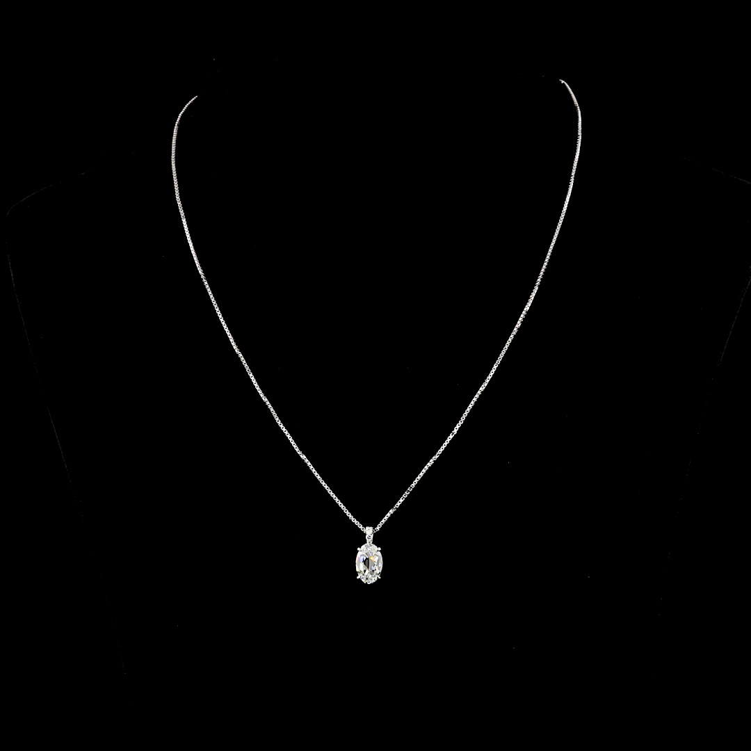 2.07 CTTW Antique Oval Lab Grown Diamond Antique Oval Necklace Pendant 18" (E Color and VVS2 Clarity)