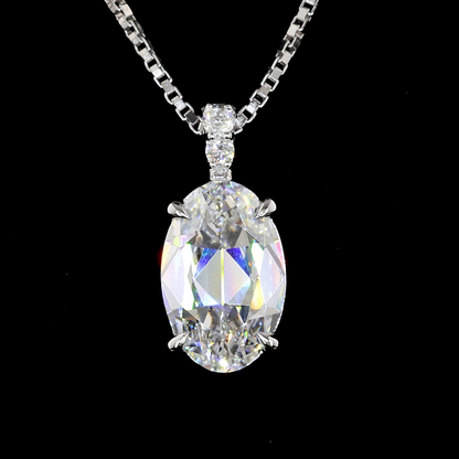 2.07 CTTW Antique Oval Lab Diamond Antique Oval Necklace Pendant 18" 14k White Gold E Color and VVS2 Clarity jewelry-spot-usa