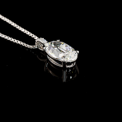 2.07 CTTW Antique Oval Lab Diamond Antique Oval Necklace Pendant 18" 14k White Gold E Color and VVS2 Clarity jewelry-spot-usa