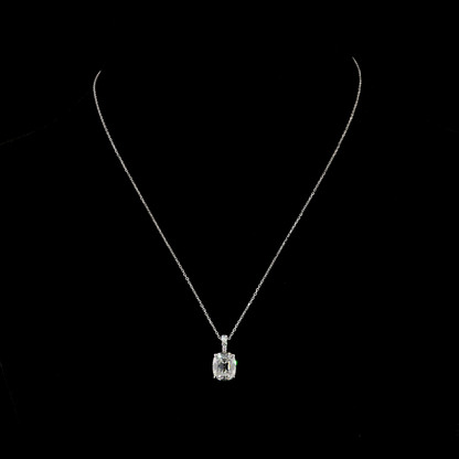 3.11 CTTW Antique Cushion Lab Diamond Antique Cushion Necklace Pendant 18" 14k White Gold E Color and VS1 Clarity jewelry-spot-usa