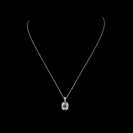 3.11 CTTW Antique Cushion Lab Diamond Antique Cushion Necklace Pendant 18" 14k White Gold E Color and VS1 Clarity jewelry-spot-usa
