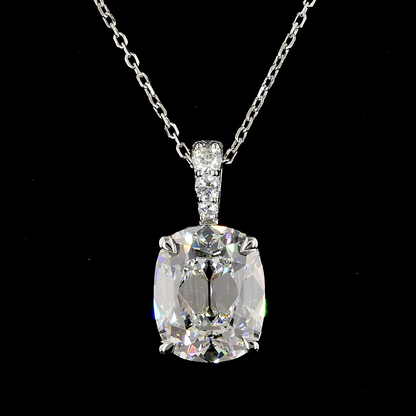 3.11 CTTW Antique Cushion Lab Diamond Antique Cushion Necklace Pendant 18" 14k White Gold E Color and VS1 Clarity jewelry-spot-usa