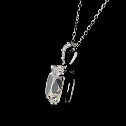 3.11 CTTW Antique Cushion Lab Diamond Antique Cushion Necklace Pendant 18" 14k White Gold E Color and VS1 Clarity jewelry-spot-usa