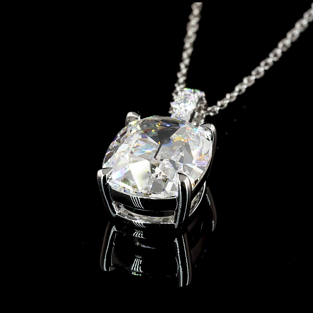 3.11 CTTW Antique Cushion Lab Diamond Antique Cushion Necklace Pendant 18" 14k White Gold E Color and VS1 Clarity jewelry-spot-usa