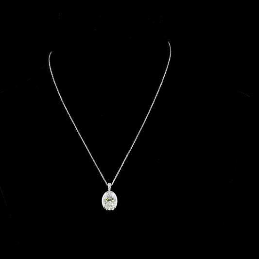 5.12 CTTW Oval Lab Diamond Oval Necklace Pendant 18" 14k White Gold E Color and VVS2 Clarity jewelry-spot-usa