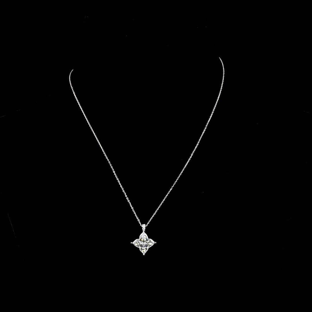 5.11 CTTW Princess Lab Diamond Princess Necklace Pendant 18" 14k White Gold F Color and VS1 Clarity jewelry-spot-usa