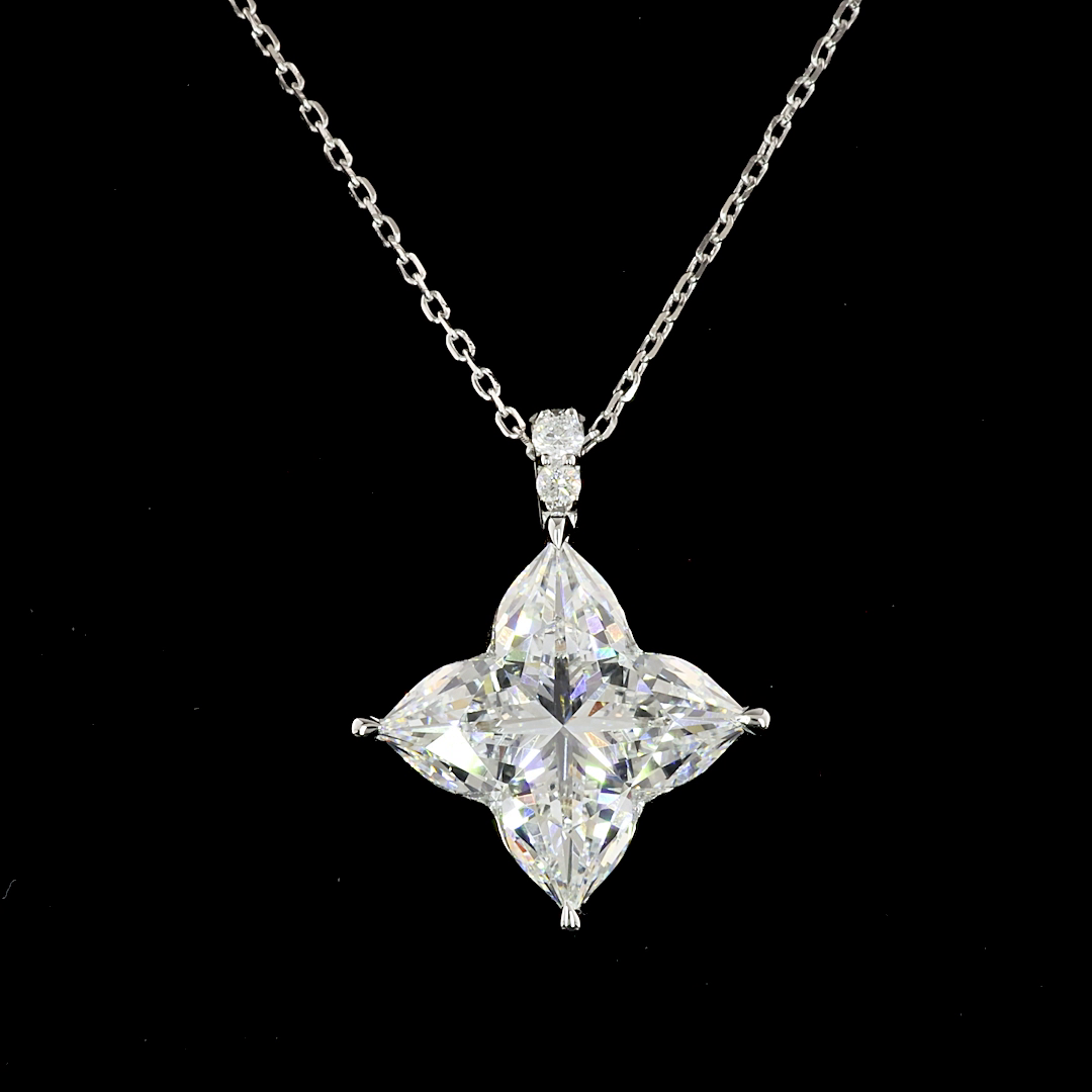 5.11 CTTW Princess Lab Diamond Princess Necklace Pendant 18" 14k White Gold F Color and VS1 Clarity jewelry-spot-usa