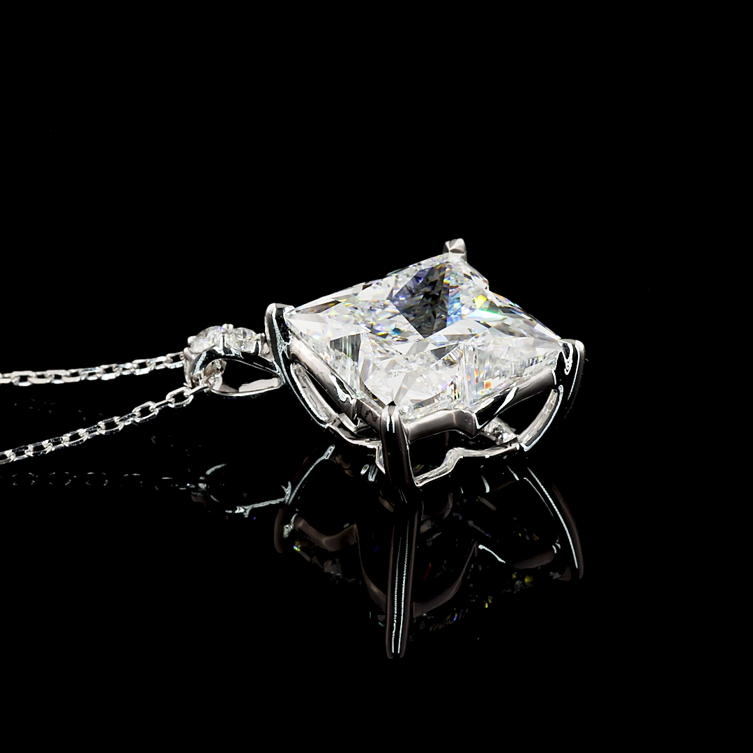 5.11 CTTW Princess Lab Diamond Princess Necklace Pendant 18" 14k White Gold F Color and VS1 Clarity jewelry-spot-usa
