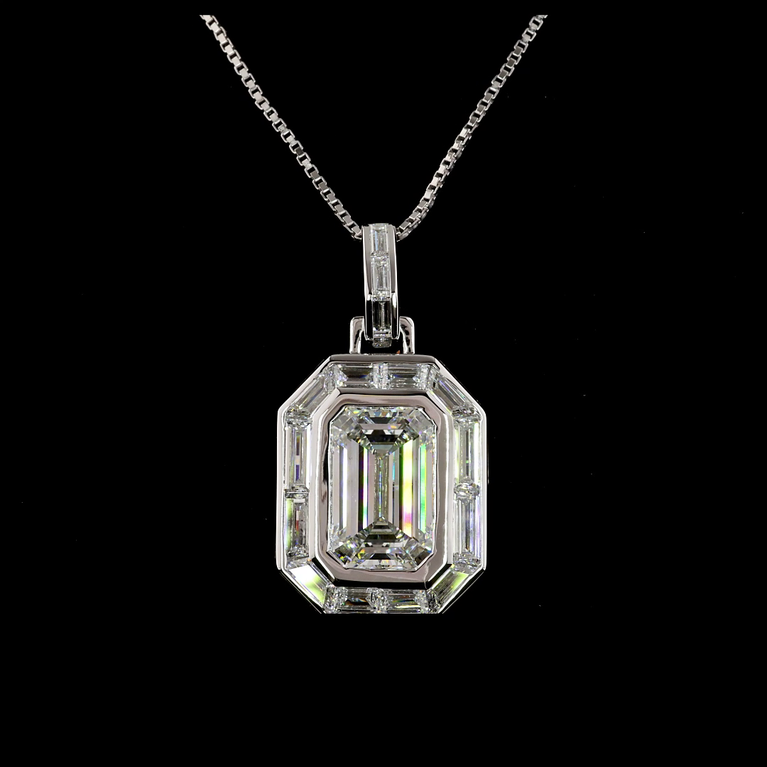 8.94 CTTW MIX Lab Diamond MIX Necklace Pendant 16" 14k White Gold (F Color and VS2 Clarity)