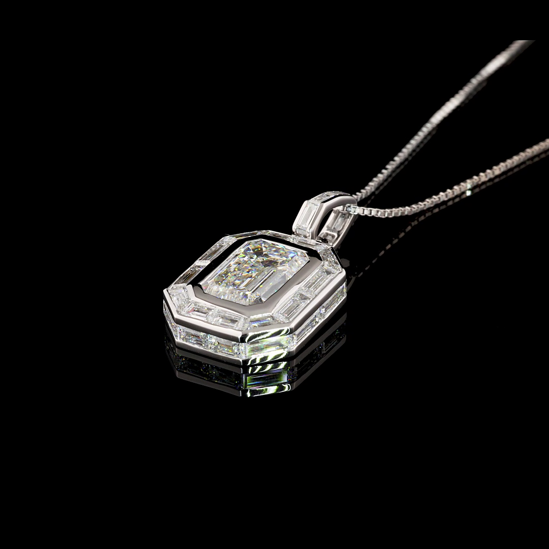 8.94 CTTW MIX Lab Diamond MIX Necklace Pendant 16" 14k White Gold (F Color and VS2 Clarity)