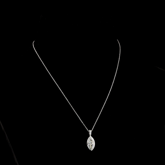 2.62 CTTW Marquise Lab Grown Diamond Marquise Necklace Pendant 18" (E Color and VS1 Clarity)