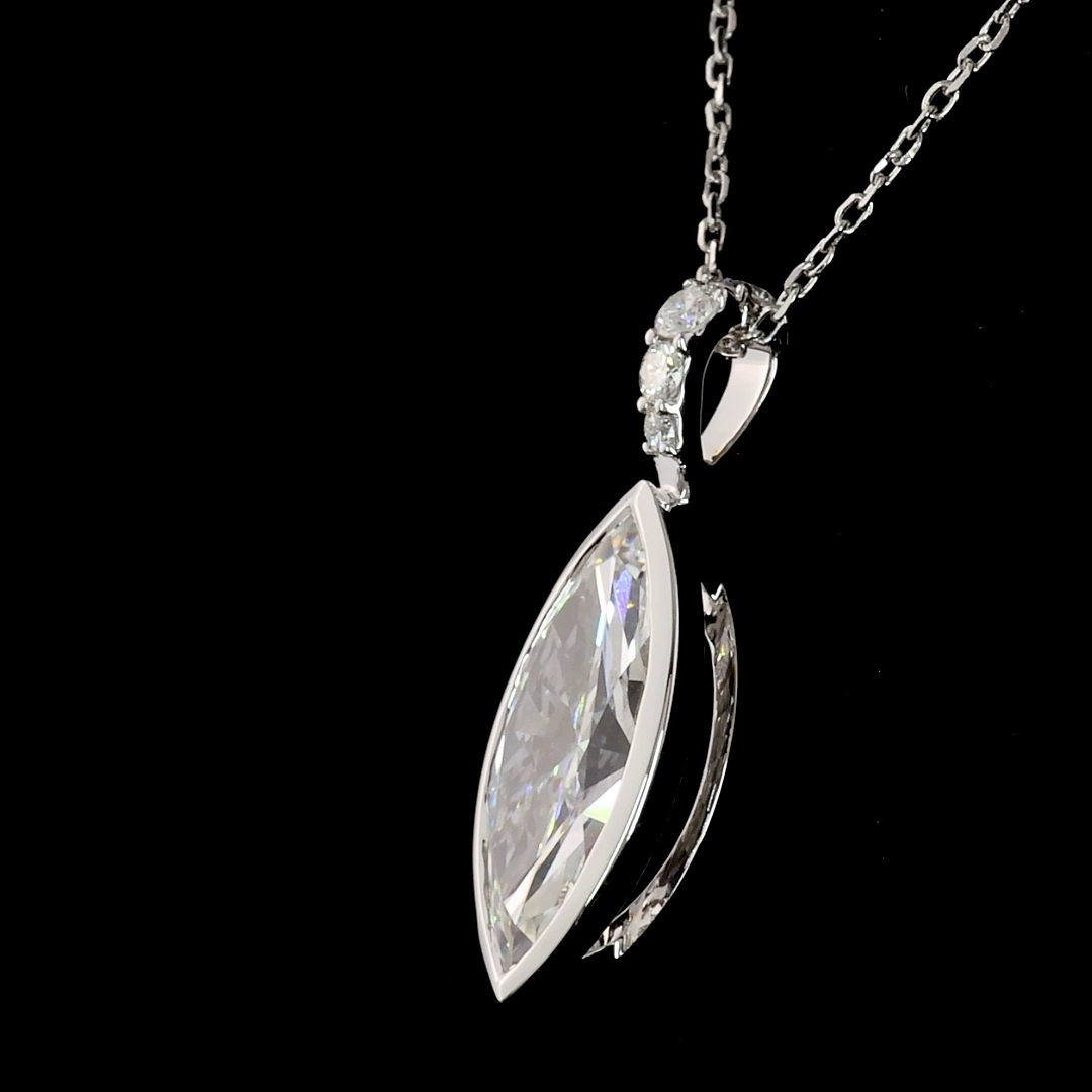 2.62 CTTW Marquise Lab Grown Diamond Marquise Necklace Pendant 18" (E Color and VS1 Clarity)