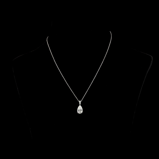 2.67 CTTW Pear Lab Diamond Pear Necklace Pendant 18" 14k White Gold F Color and VVS2 Clarity jewelry-spot-usa