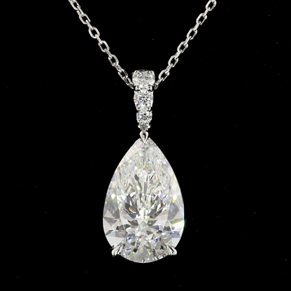 2.67 CTTW Pear Lab Diamond Pear Necklace Pendant 18" 14k White Gold (F Color and VVS2 Clarity)