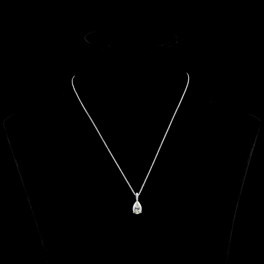 1.86 CTTW Pear Lab Diamond Pear Necklace Pendant 18" 14k White Gold J Color and VS1 Clarity jewelry-spot-usa