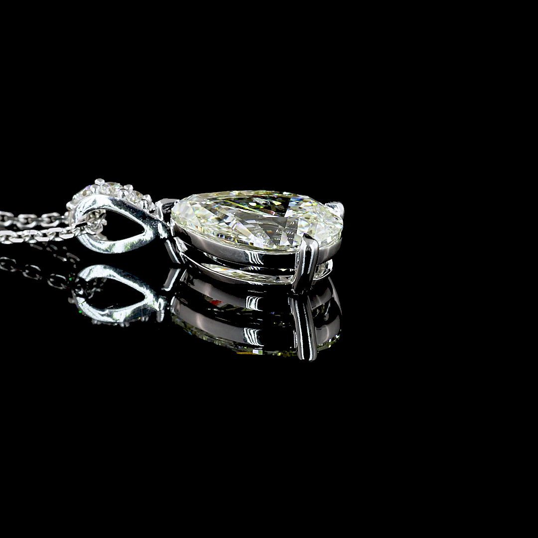 1.86 CTTW Pear Lab Grown Diamond Pear Necklace Pendant (J Color and VS1 Clarity)
