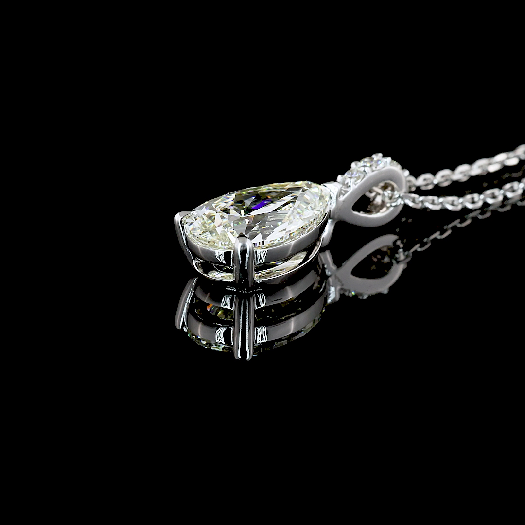 1.86 CTTW Pear Lab Grown Diamond Pear Necklace Pendant (J Color and VS1 Clarity)