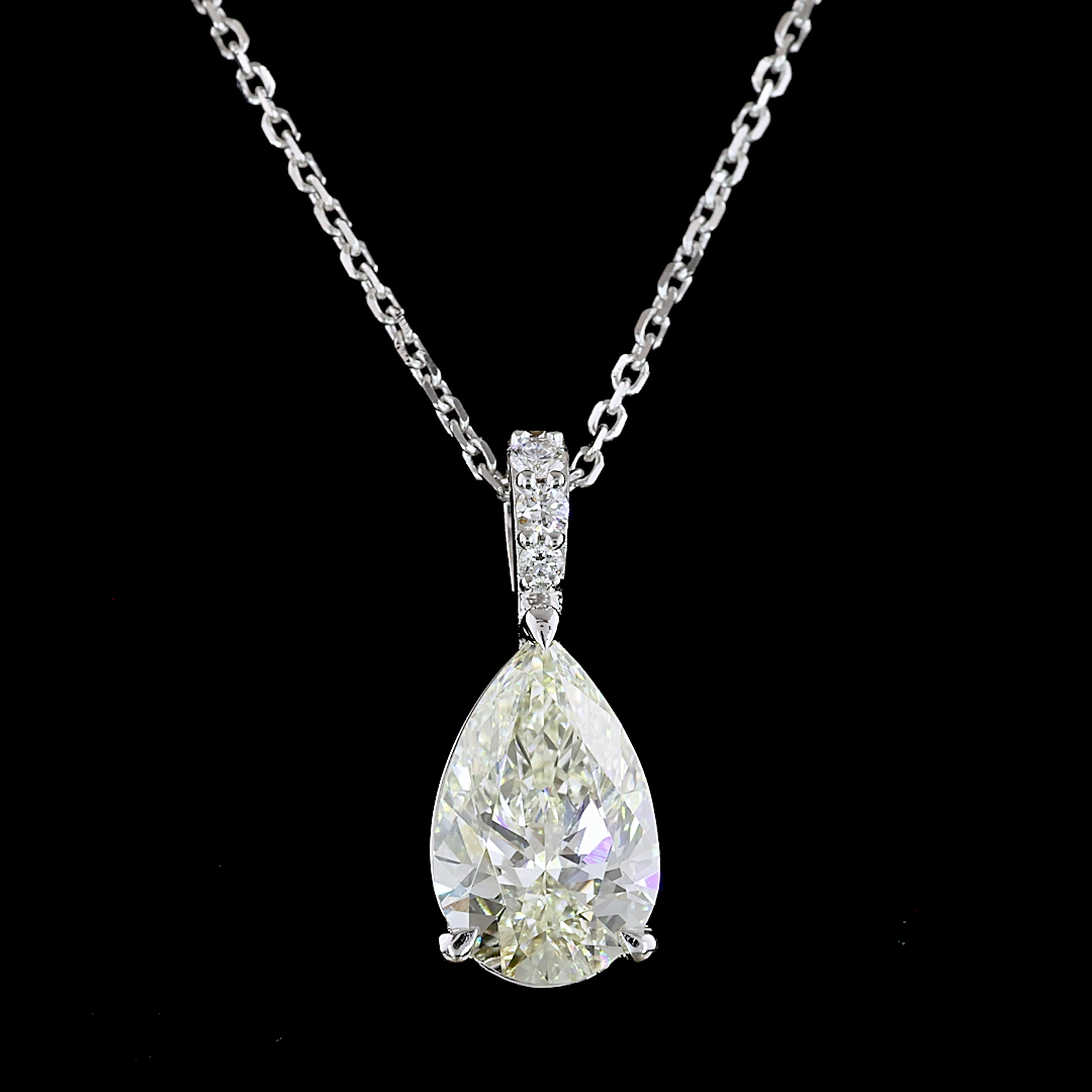 1.86 CTTW Pear Lab Diamond Pear Necklace Pendant 18" 14k White Gold J Color and VS1 Clarity jewelry-spot-usa