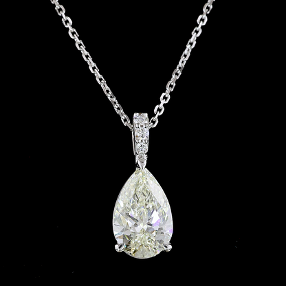 1.86 CTTW Pear Lab Diamond Pear Necklace Pendant 18" 14k White Gold J Color and VS1 Clarity jewelry-spot-usa