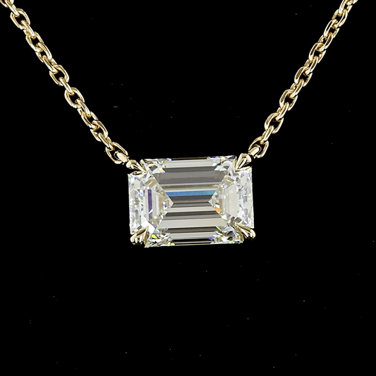 1.00 CT Emerald Lab Diamond Solitaire Necklace Pendant 18" 14k Yellow Gold D/E Color and VS2/VVS2 Clarity jewelry-spot-usa