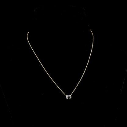 1.00 CT Emerald Lab Diamond Solitaire Necklace Pendant 18" 14k Yellow Gold D/E Color and VS2/VVS2 Clarity jewelry-spot-usa