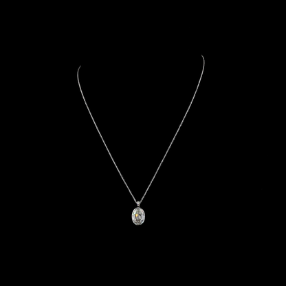 3.48 CTTW Antique Oval Lab Diamond Antique Oval Necklace Pendant 18" 14k White Gold F Color and VS1 Clarity jewelry-spot-usa