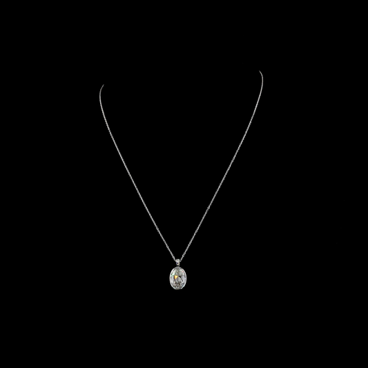 3.48 CTTW Antique Oval Lab Diamond Antique Oval Necklace Pendant 18" 14k White Gold F Color and VS1 Clarity jewelry-spot-usa