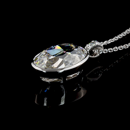 3.48 CTTW Antique Oval Lab Diamond Antique Oval Necklace Pendant 18" 14k White Gold F Color and VS1 Clarity jewelry-spot-usa