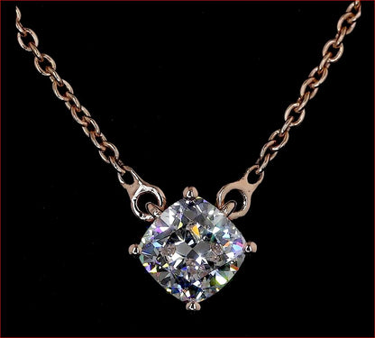 0.76 CT Cushion Lab Diamond Solitaire Necklace Pendant 18" (F Color and VS2 Clarity)