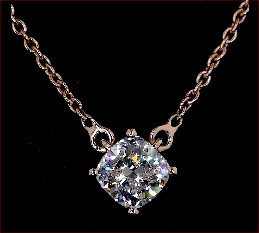 0.76 CT Square Cushion Brilliant Lab Grown Diamond Solitaire Necklace Pendant (F Color and VS2 Clarity)