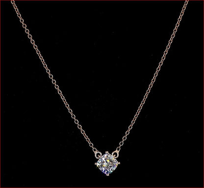 0.76 CT Square Cushion Brilliant Lab Grown Diamond Solitaire Necklace Pendant (F Color and VS2 Clarity)