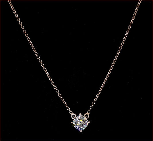 0.76 CT Square Cushion Brilliant Lab Grown Diamond Solitaire Necklace Pendant (F Color and VS2 Clarity)