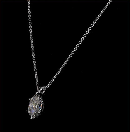 2.07 CT Antique Marquise Lab Diamond Solitaire Necklace Pendant 18" 14k White Gold (I Color and VS1 Clarity)