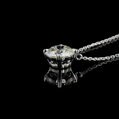 1.58 CT Round Lab Diamond Solitaire Necklace Pendant 18" (G Color and VS1 Clarity)