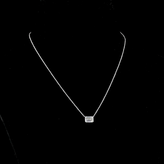 2.02 CT Emerald Lab Diamond Solitaire Necklace Pendant 18" (F Color and VS1 Clarity)