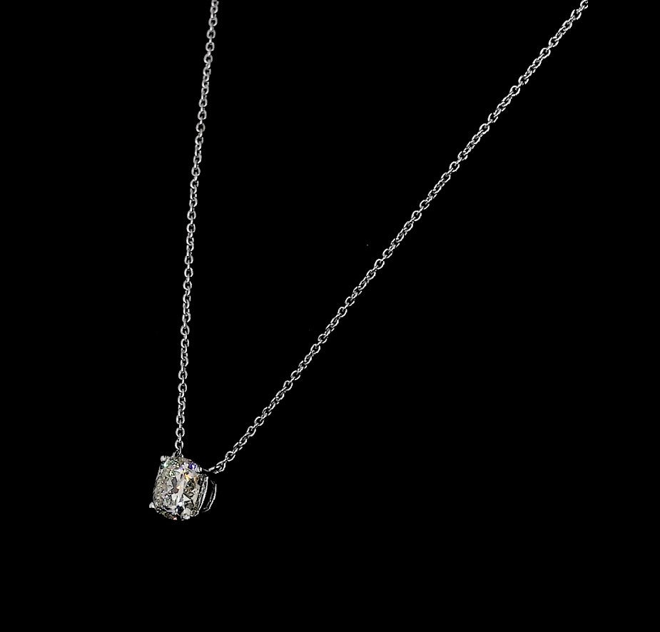 1.01 CT Cushion Lab Diamond Solitaire Necklace Pendant (F Color and VS2 Clarity)