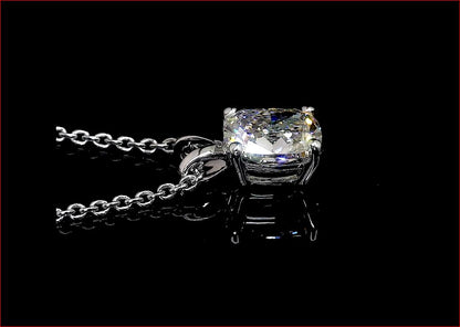 1.91 CT Cushion Lab Diamond Solitaire Necklace Pendant 18" 14k White Gold (H Color and VS1 Clarity)