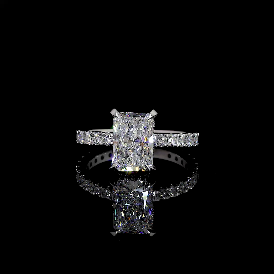 1.35 CTTW Radiant Lab Grown Diamond Hidden Halo Ring Sz. 6.5 (D Color and VVS2 Clarity)