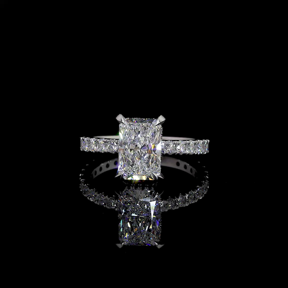 1.35 CTTW Radiant Lab Grown Diamond Hidden Halo Ring Sz. 6.5 (D Color and VVS2 Clarity)