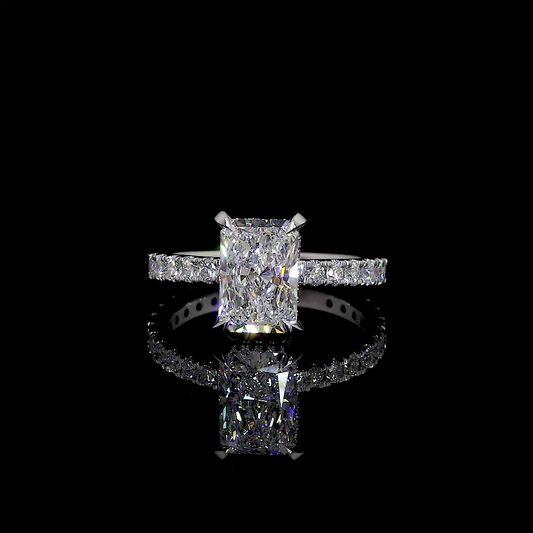 1.35 CTTW Radiant Lab Grown Diamond Hidden Halo Ring Sz. 6.5 (D Color and VVS2 Clarity)