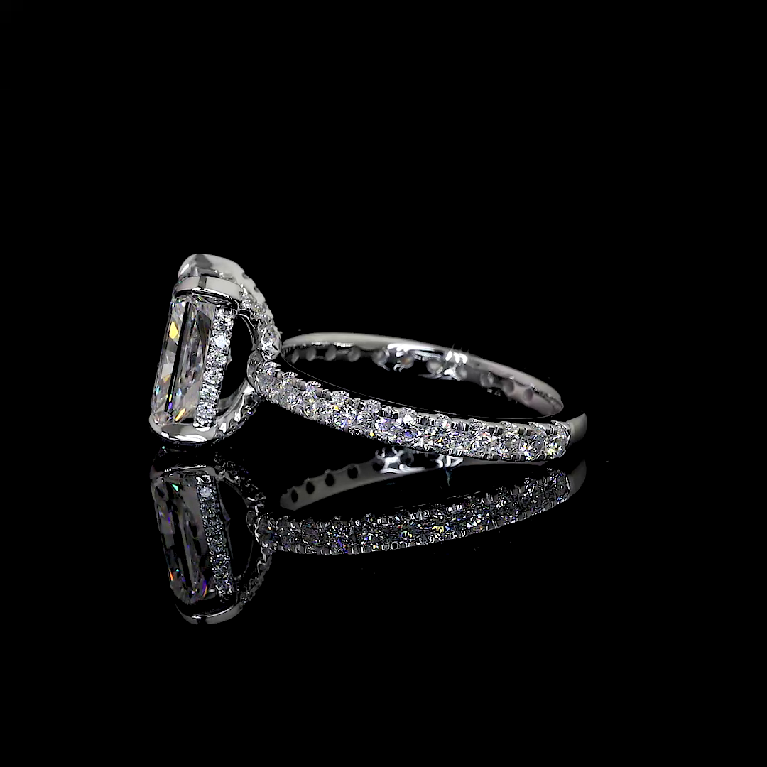 1.35 CTTW Radiant Lab Grown Diamond Hidden Halo Ring Sz. 6.5 (D Color and VVS2 Clarity)