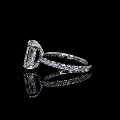 1.35 CTTW Radiant Lab Grown Diamond Hidden Halo Ring Sz. 6.5 (D Color and VVS2 Clarity)
