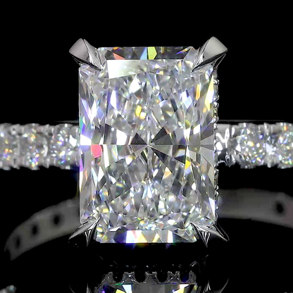 1.35 CTTW Radiant Lab Grown Diamond Hidden Halo Ring Sz. 6.5 (D Color and VVS2 Clarity)