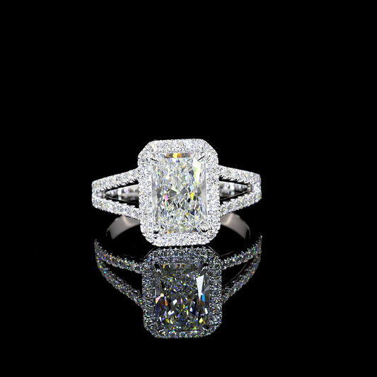 2.68 CTTW Radiant Lab Grown Diamond Split Shank Ring Sz. 7 (F Color and VS2 Clarity)