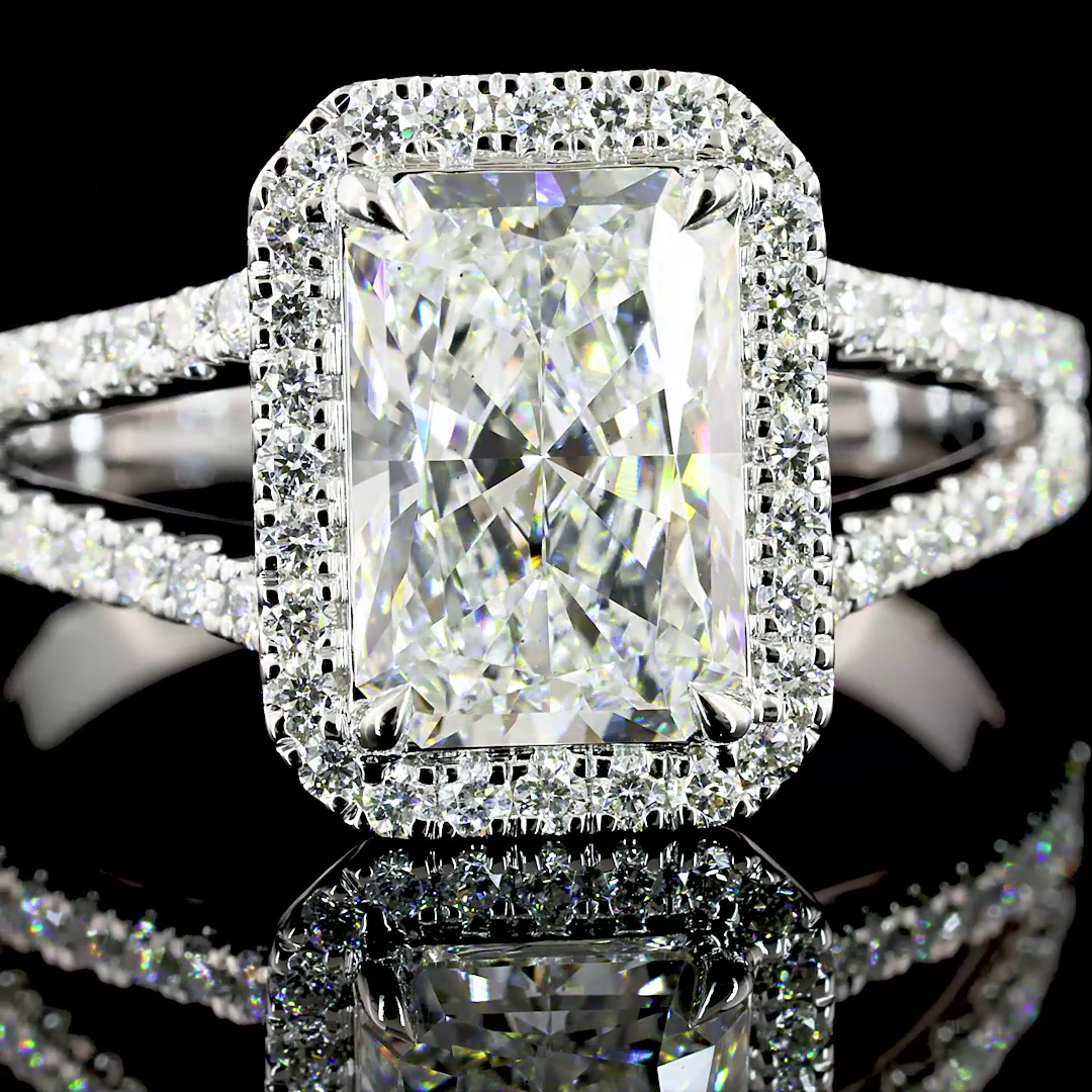 2.68 CTTW Radiant Lab Grown Diamond Split Shank Ring Sz. 7 (F Color and VS2 Clarity)