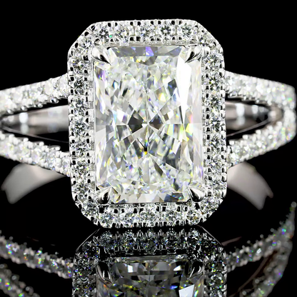 2.68 CTTW Radiant Lab Grown Diamond Split Shank Ring Sz. 7 (F Color and VS2 Clarity)